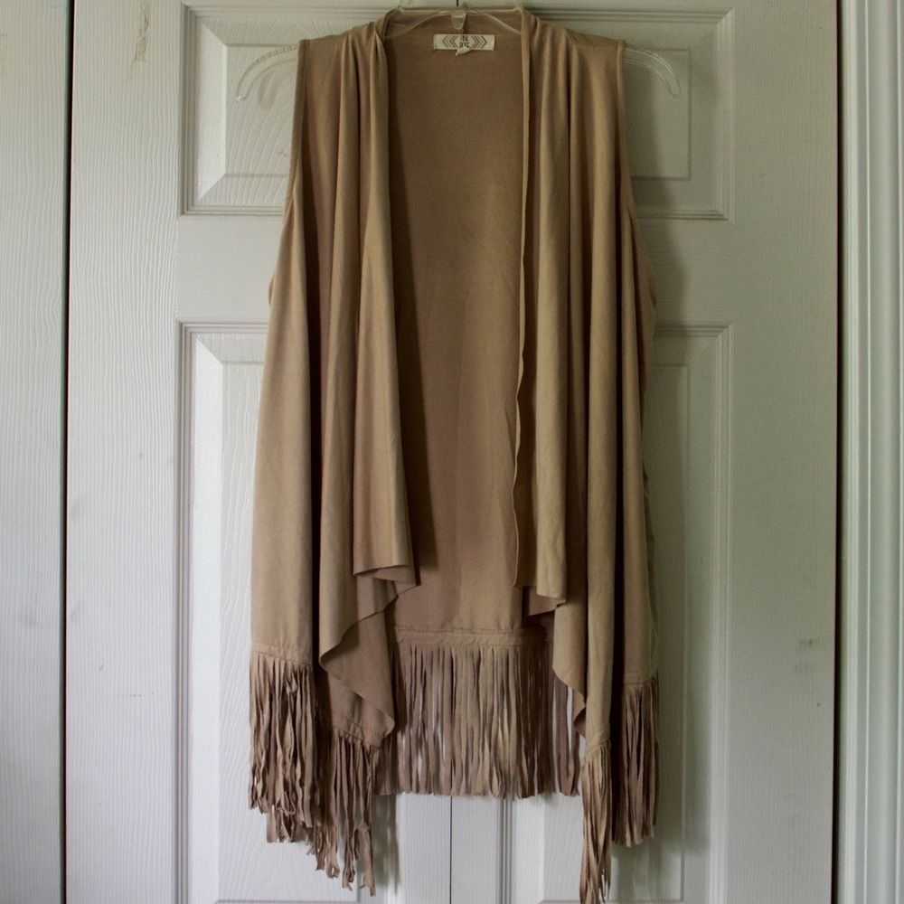PINK ROSE Faux Suede Fringed Vest